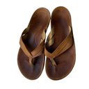 Olukai  Kaekae Tan Brown Leather Flip Flop Sandals Size 8.5-9 Photo 4