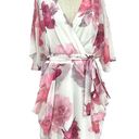 City Chic  Sakura Floral Short Sleeve Wrap Dress White Pink Plus Size 16 Photo 0