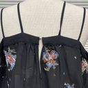 Ro & De  NWT Black Strappy Floral Embroidered Open Shoulder Top Size Medium Photo 6