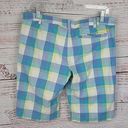 Oakley  Blue White Yellow Plaid Low Rise Bermuda Women's Shorts Size Junior's 11 Photo 12