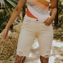 Free People NEW  distressed Caroline Cut Off Shorts Ivory  Jean Bermuda SZ 25 / 0 Photo 0