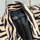 ZARA  Zebra Animal Print Beige Black Satin Double-Breasted Oversized Blazer Small Photo 9