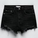 ZARA  Black High Rise Distressed Denim Shorts Size 6 Photo 0