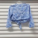 Shade & Shore  Swim Cover Up Top Women's Small Blue Tie Front Beach Pool Linen Photo 3