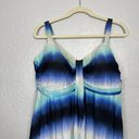 Cacique Swim by  Women Plus Size 24W Blue White Tie Dye Tankini Top Built in Bra Photo 2