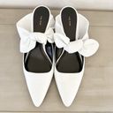 The Row  White Leather Coco Bow Kitten Heel Mules sz 40 Photo 4