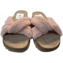 Treasure & Bond  Davina Pink Faux Sherpa Open Toe Slip On Sandals Size 10 Photo 2