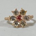 Daisy Gold Pink  Flower Diamond Gemstone Band Ring Jewelry Size 8 🌸✨ Photo 0