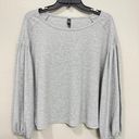 Alya Grey Scoop Neck Lace Shoulders Balloon Sleeve Knit Blouse- Size Small Photo 0