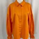 INC New  Flared Cuff Button Down Shirt Relaxed Fit Tangerine Crush Orange Photo 3