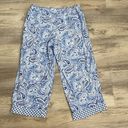 Carole Hochman Blue & White Paisley Print Elastic Drawstring Waist Pajama Pants Photo 1