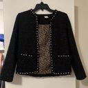 Black Tweed Blazer With Pearls Size 00 Photo 0