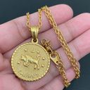 Zodiac 18K Gold plated Taurus  Sign Quarter Coin Pendant 20” Necklace 15.7g Photo 1