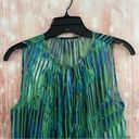 T Tahari  Green Tropical Print Sleeveless Blouse Photo 1