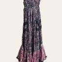 Rococo  Sand Nott Sweetheart Tiered Metallic Purple Paisley Maxi Dress Size S Photo 3