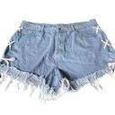 SheIn  Lace Up Sides Cutoff Jean Shorts Blue Size 3XL Photo 0