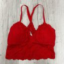 Aerie  Red Floral Lace Racerback Peep Hole Lined Bralette XS Photo 1