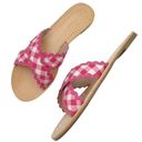 Draper James NIB  Piper Flat Sandals in Raspberry Pink Gingham Women's Size 8 Photo 1