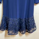 Tiana B  Navy Lace/Sequin Flounce Hem Stretch Jersey Drop Waist A-line Dress Navy Photo 4