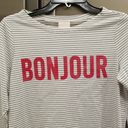 Bonjour 💕CINQ A SEPT💕 Boatneck Striped Graphic Tee ~  Black & White Small S NWT Photo 2