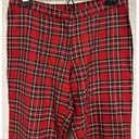 Bulldog Vintage 90s Plaid Red Flare Grunge Raw Hem Pants Size 6 Photo 2