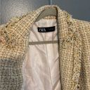 ZARA  Tweed Open Blazer with Fringe Photo 2