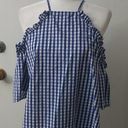 Abound  Gingham Cold Shoulder Blouse Size M Photo 11