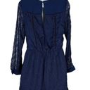 Adelyn Rae Dark Blue Lace Romper SIZE XS Long Sleeve Embroider Cocktail Romantic  Photo 5