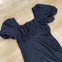 Pretty Little Thing  Plus Size Puff Sleeve Ruched Side Split Midi Dress in Black Photo 1