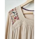 Knox Rose L neutral embroidered sleeve flowy blouse Photo 2