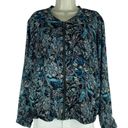 Sejour Nordstrom Blue Floral Bomber Jacket Front Zip Size 16W Photo 1