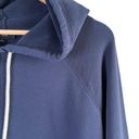 J.Crew University Terry Hoodie Sweatshirt Striped Cuffs Navy Blue 100% Cotton, L Size L Photo 3