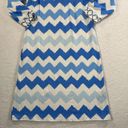 J. McLaughlin  Dress Women's X-Small Blue Zig Zag Quatrefoil 3/4 Sleeve Sheath Photo 2