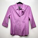 Krass&co NY &  3/4 Sleeves Button Front Striped Purple Shirt Women's Size Large Office Photo 0