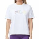 FILA Women’s 𝅺 white t shirt with multi color logo Photo 0