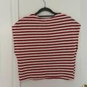 ZARA Red and White Striped Top with Button Details on Shoulder Photo 3