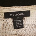 St. John  Inlay Sequin Trellis Knit Fit & Flare Dress Cream Metallic Gold 14 NWOT Photo 10