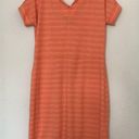 Talbots T By  Orange Striped Textured Terry Cloth Knee Length Shirt Dress Size S Photo 4