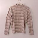 kim rogers Vintage  Fall Stripe Turtleneck Mock Neck Long Sleeve Top Photo 0