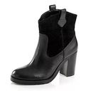 Ralph Lauren Black Leather/suede Block Heel Ankle Boots Shoes Women's 8B Black Size 8 Photo 0