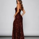 Windsor Burgundy One-Shoulder Sequin Dress Photo 1