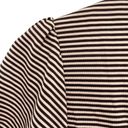 Mango  Womens Top Brown Striped Button Front Band Collar Puff Sleeve Shirt Photo 10