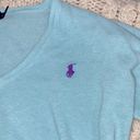 Polo  Ralph Lauren blue knit sweater size small purple horse logo Photo 4