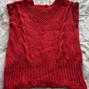 Vintage Carole Little red silk blend cable knit sweater vest, size M hand knit Size M Photo 6