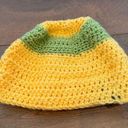 Handmade  Crochet Striped Hat Y2K Applique Flowers Yellow Twee Retro Adult Photo 1