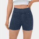 Halara  Flex High Waisted Back Side Pocket Stretchy Knit Denim Casual Shorts XL Photo 0