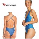 Rip Curl  blue stripe plunge neck cheeky swimsuit. New Photo 1