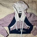 Hollister  Pink & White Cropped Windbreaker Hooded Zip up Jacket Photo 0