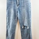 Pretty Little Thing  Plus Open Knee Long Leg Straight Leg Jean Light Blue Wash 14 Photo 8