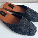 Vintage Y2K Sandals whimsy Goth Witchy formal 2000s Chinese flats beaded floral Black Size 8 Photo 0